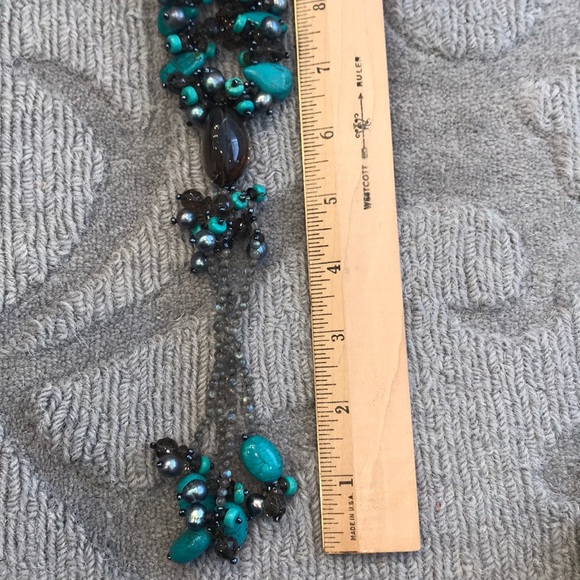 Gorgeous labradorite/turquoise tassel necklace - Picture 4 of 7